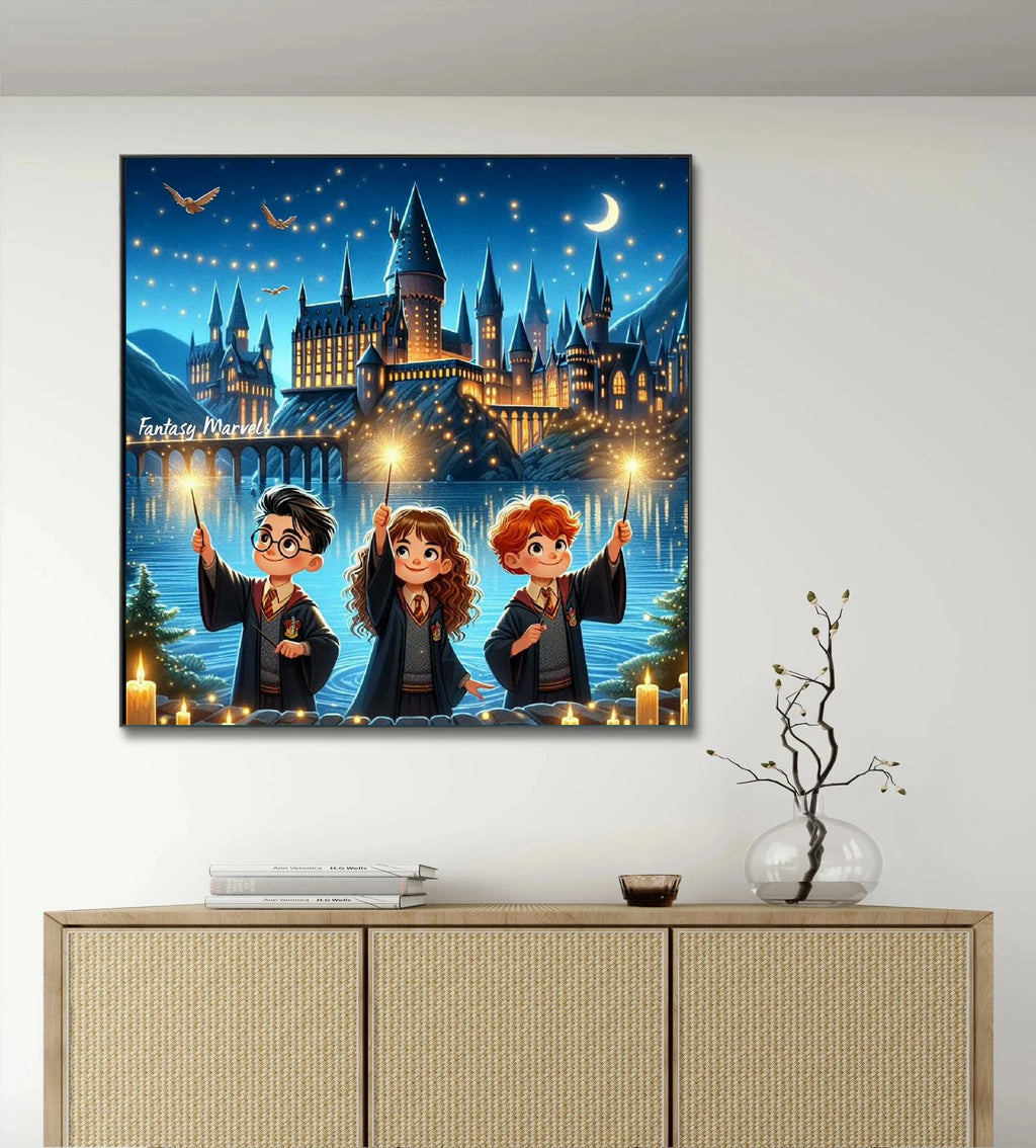 Harry Potter Hogwarts Diamond Painting Kit | 5D DIY Round Drill Mosaic Cross Stitch | Wizarding World Fan Art & Home Decor Gift