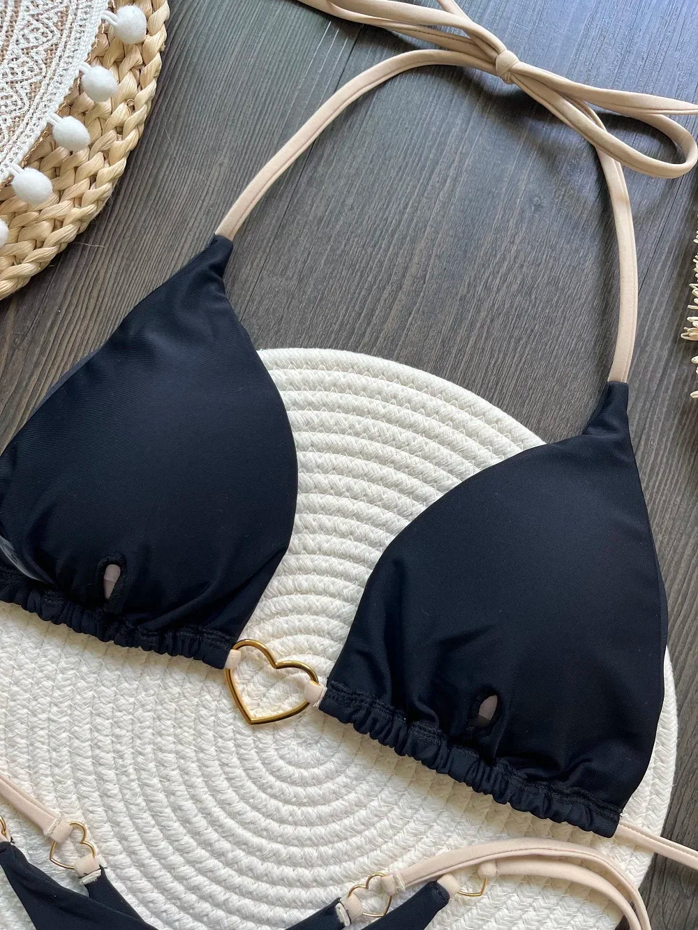 Sexy Halter Solid color Bikini Set Women's Swimsuit Two-piece Triangle Thong Swimwear Bathing Suit Brazilian Biquinis