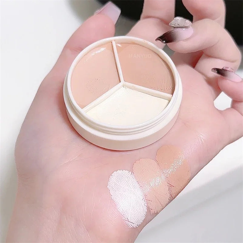 3-Color Concealer Palette High Coverage Concealer Cover Anti Dark Circle Freckle Natural Finish Foundation Face Makeup Base