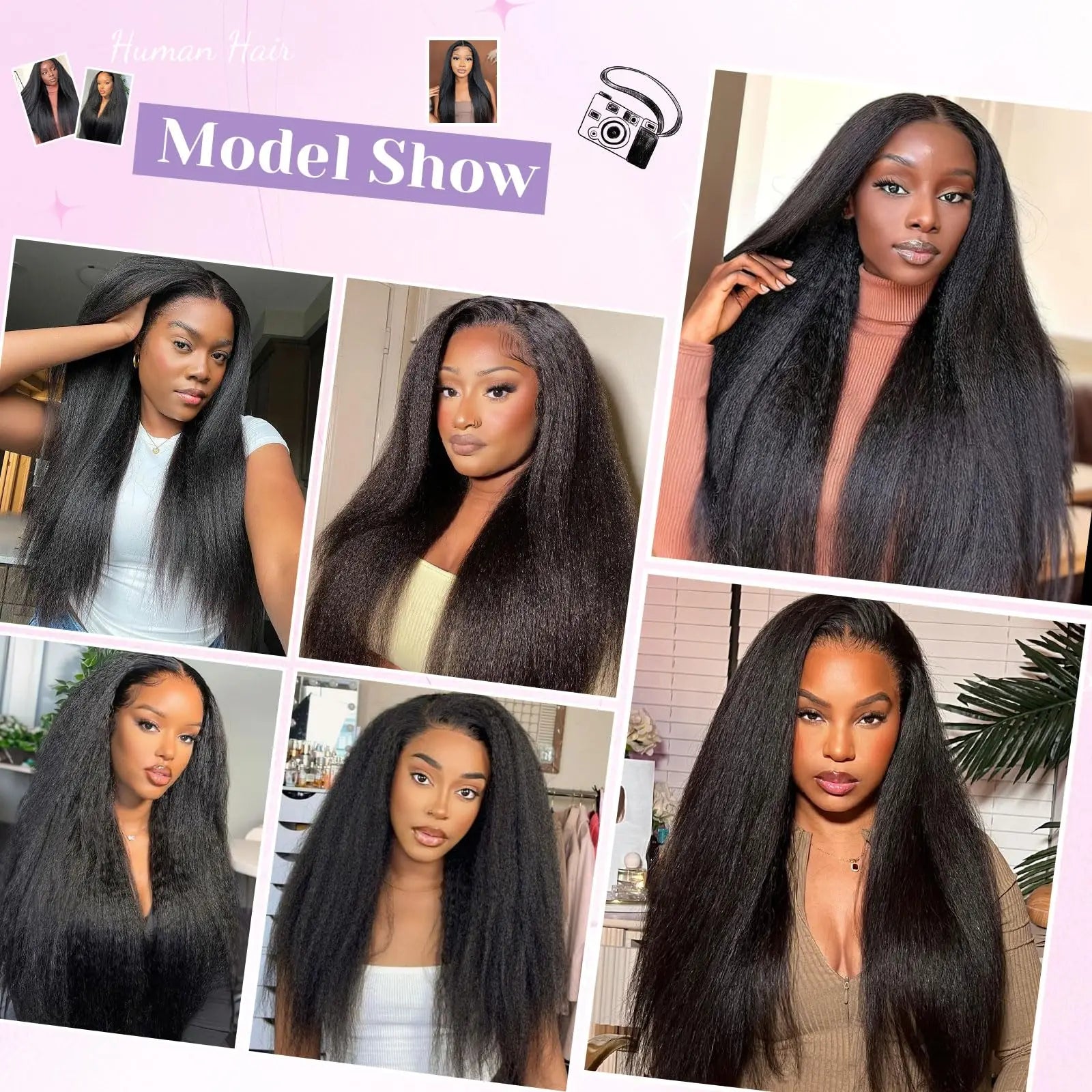 Glueless Kinky Straight Short Human Hair Wig 4x4 13x4 Frontal HD Transparent Lace Peruvain Remy Soft Yaki Wig Ready To Wear