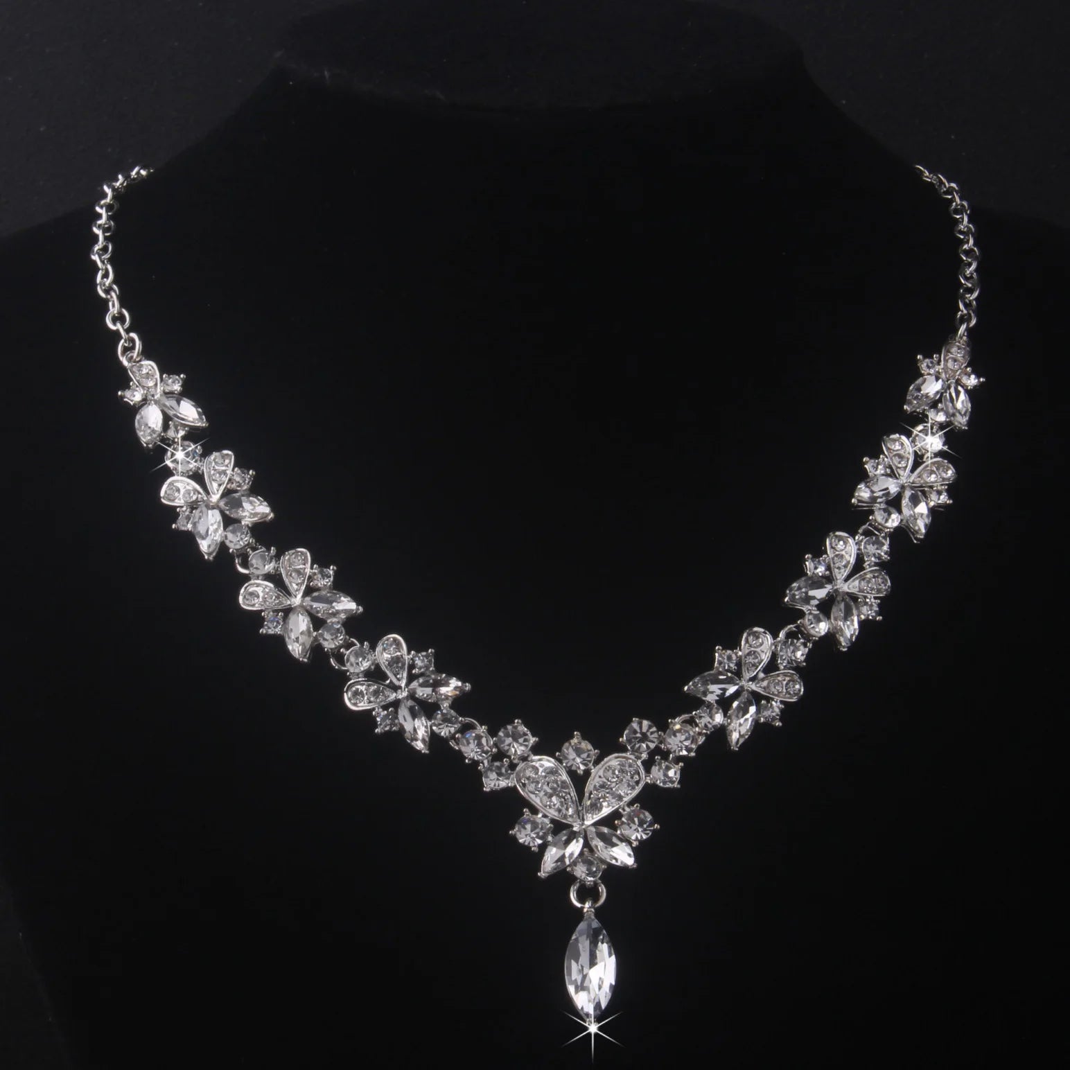 High-End Bridal Wedding Necklace & Earring Set – Elegant Evening Party Accessories