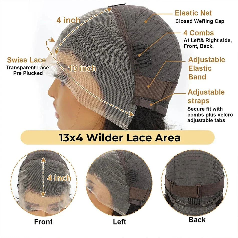 Short Pixie Cut Straight Bob Wig 13x4 Lace Front Human Hair Wigs Pre plucked Pixie Cut Transparent Lace For Women #4