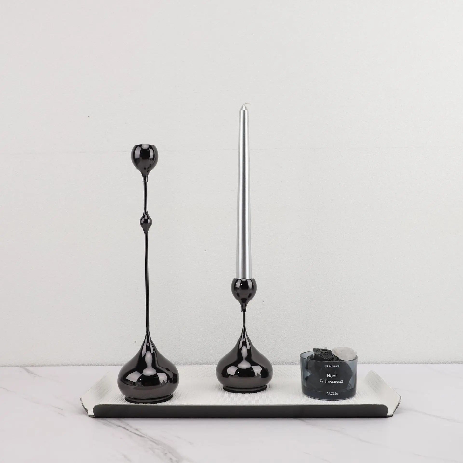 Water Drop Candle Holders Set of 3 | Luxury Nordic Iron & Glass Candlesticks | Romantic Dining Table Decor for Weddings & Home
