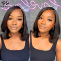 UNice Hair 7x5 & 13x4 Light Yaki Straight Bob Wig With Drawstring 100% Human Hair Short Bob Wigs 150% Density