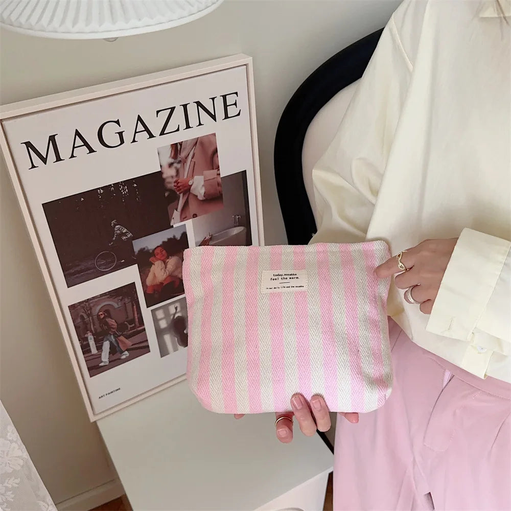 Stripe Cosmetic Bag Waterproof Women Cosmetic Bag Small Bag Storage Makeup Case,Travelling Pouch Organizer for Lady