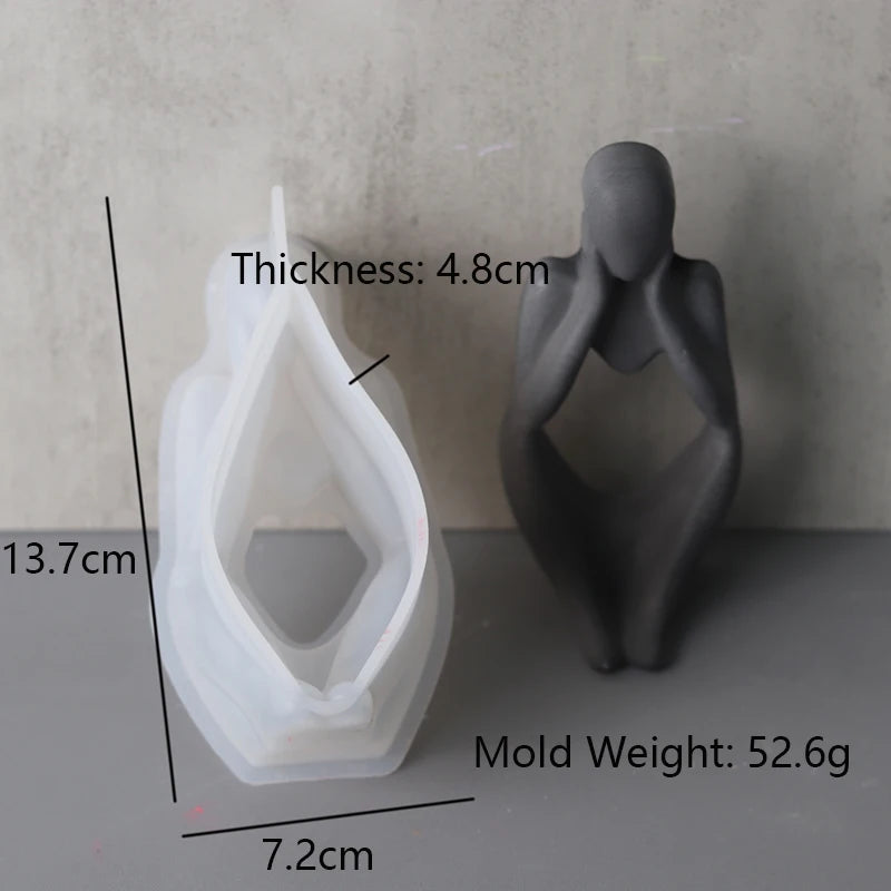 Thinker Statue Silicone Mold | 3D DIY Resin & Plaster Abstract Figure Mould | Nordic Home Decor Craft