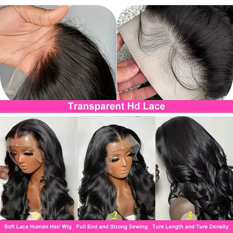 250 Density Natural Color Body Wave Human Hair Wigs 13X6 Hd Lace Frontal Wig 40 Inch Hd Lace Front Wigs Brazilian Hair For Women