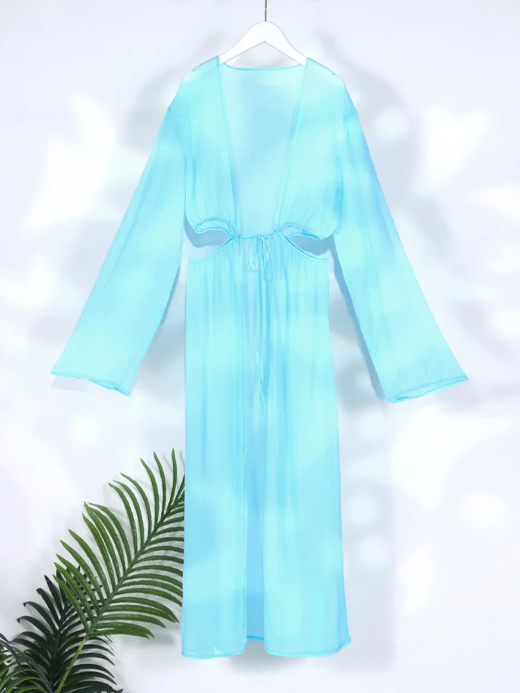 Women's Cover-ups Summer Swimwear Solid Tunic Shirt Beach Dress Female Swimsuit Beach Cover Up Beach Clothes