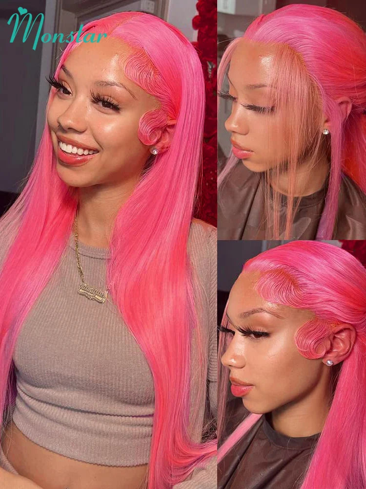Pink Human Hair Wig – 30 & 38 Inch 613 HD Lace Frontal 13x6 Colored Wig