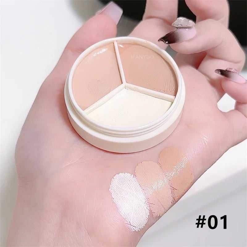 3-Color Concealer Palette High Coverage Concealer Cover Anti Dark Circle Freckle Natural Finish Foundation Face Makeup Base