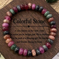 Handmade Multicolor Tourmaline Bracelet For Women Men Natural Beads Stone Chain Elastic Bangle Fashion Party Jewelry