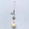Lazy Brown Bear Bell Hanging Keychain Phone Strap Lanyard Chain Kawaii Cute Star Beaded Pendant Y2K Cardbook Ornament Ins Korea