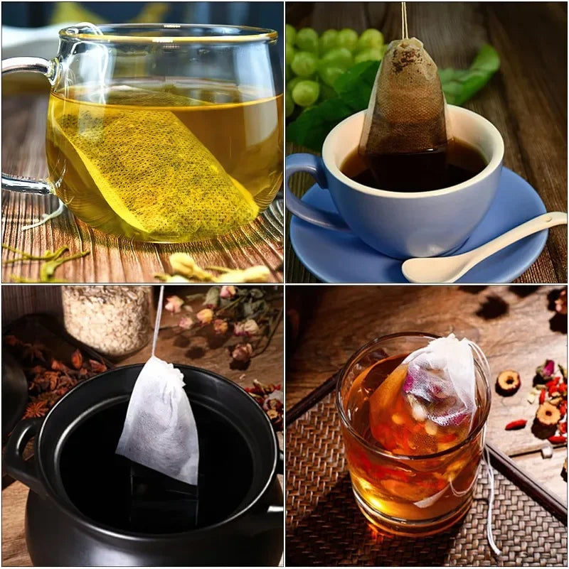 200/50PCS Disposable Tea Filter Bags Non-woven Fabric Tea Bag with Drawstring Kitchen Filter Paper for Coffee Herb Loose Tea