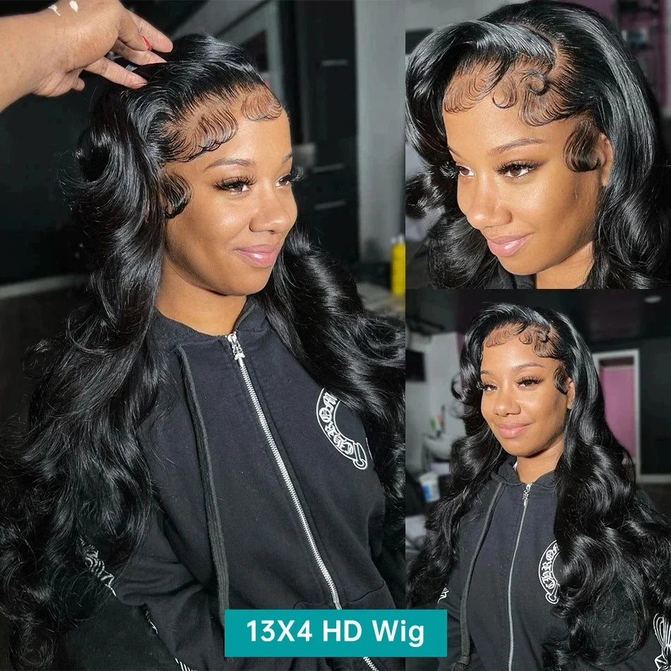Body Wave 40 42 Inch 13x4 13x6 HD Transparent Lace Frontal Wig  Human Hair Wig 360 Full Lace Front Wig Brazilian Pre Plucked