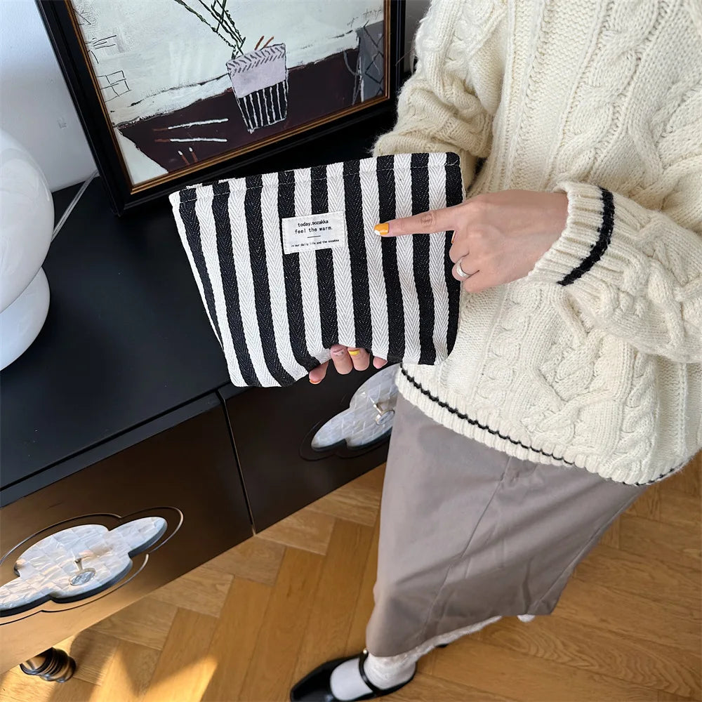 Stripe Cosmetic Bag Waterproof Women Cosmetic Bag Small Bag Storage Makeup Case,Travelling Pouch Organizer for Lady