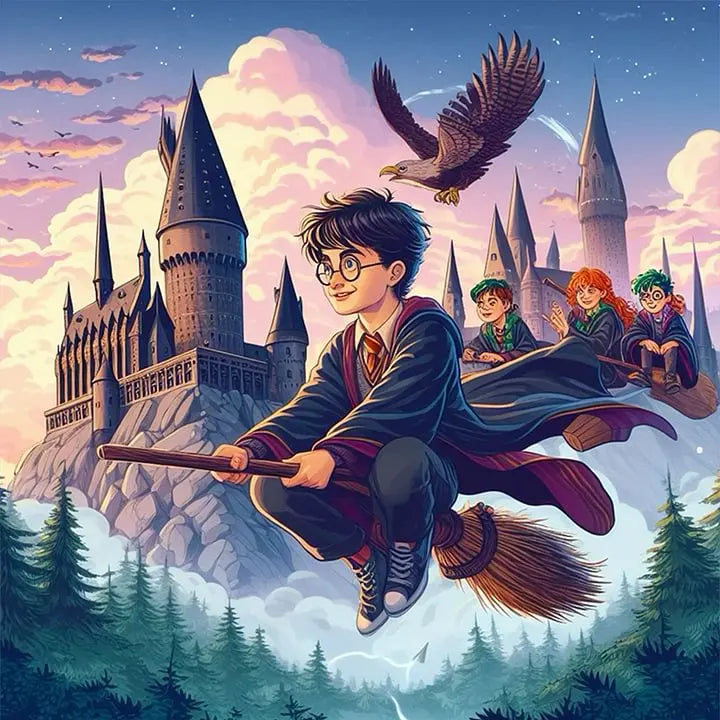 Harry Potter Hogwarts Diamond Painting Kit | 5D DIY Round Drill Mosaic Cross Stitch | Wizarding World Fan Art & Home Decor Gift