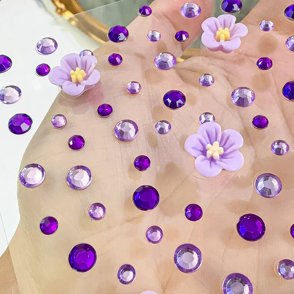 1Sheet 3D Dreamy Shell Pearl Gems Face Stickers Sparkling Mermaid Diamond Temporary Tattoos DIY Body Art Stage Makeup Rhinestone