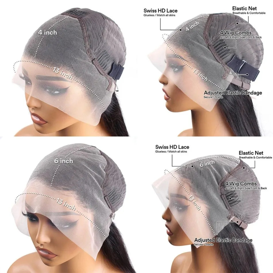 250 Density Natural Color Body Wave Human Hair Wigs 13X6 Hd Lace Frontal Wig 40 Inch Hd Lace Front Wigs Brazilian Hair For Women