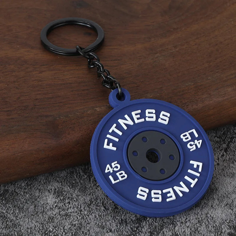 3D PVC Sports Fitness Pendant Mini Barbell Plates Keychain Kettlebells Water Cups Simulation Dumbbell Keyring Creative Bag Charm