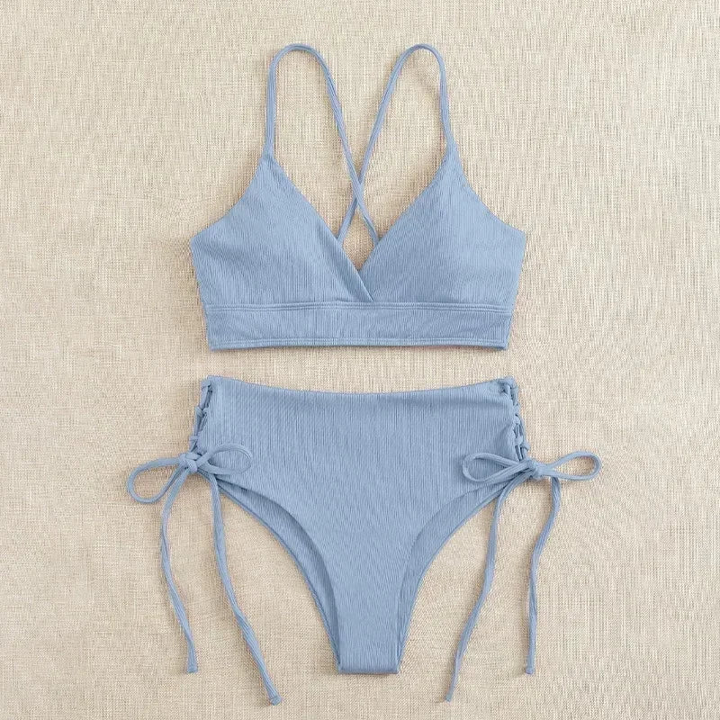 Sexy Bandage High Waist Brazilian Bikini Set – Women's Swimsuit