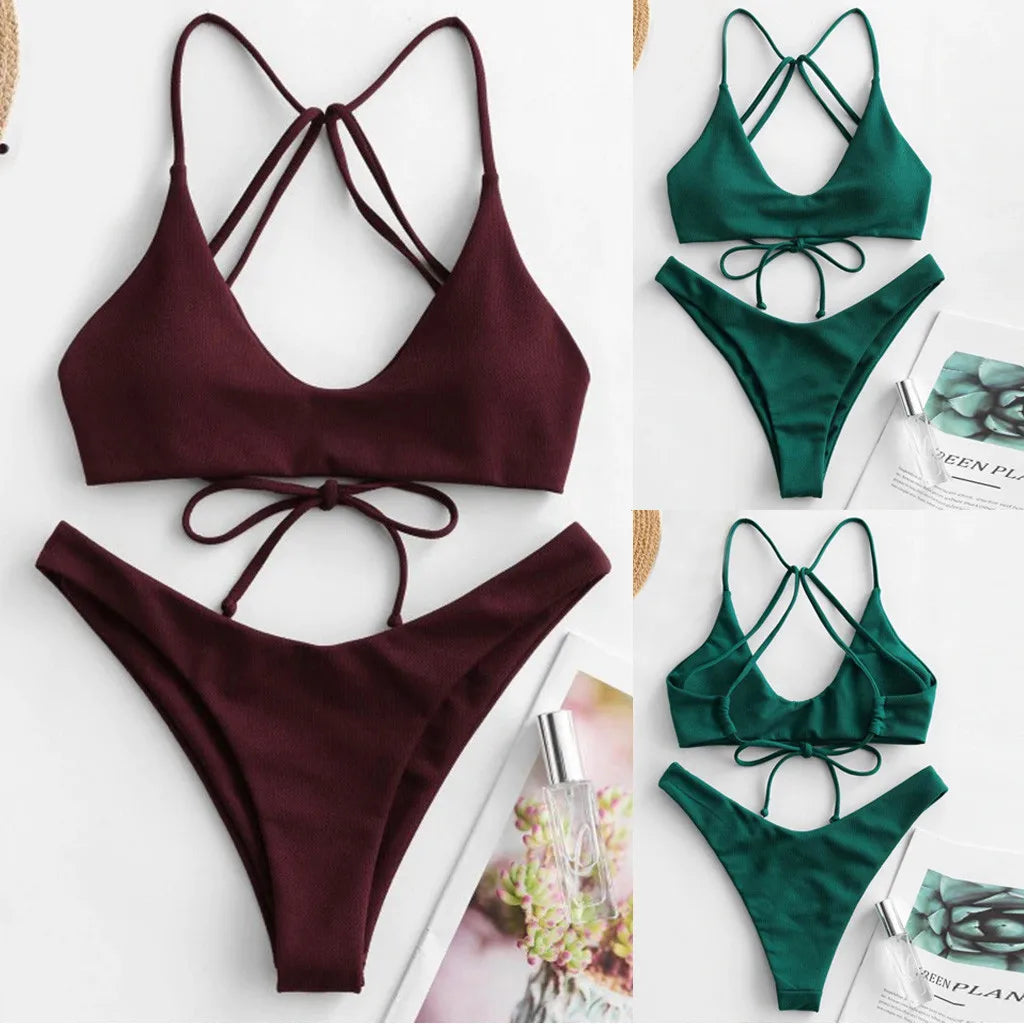 Plus Size V-Neck Drawstring Swimsuit – Women's Sexy One-Piece Bathing Suit