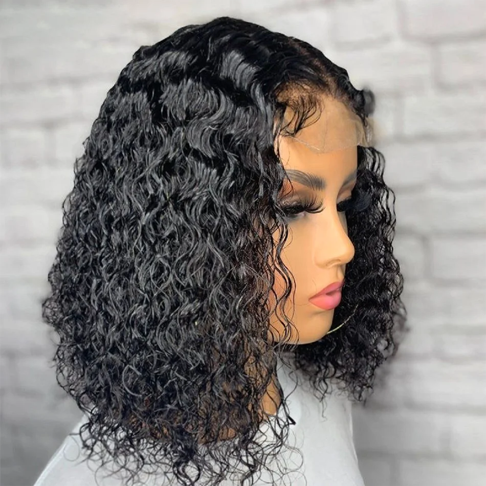 Short Curly Bob Human Hair Wigs For Women 13x4 Deep Water Curly Wave Lace Front Wig Glueless Curly Bob Wig Deep Wave Frontal Wig