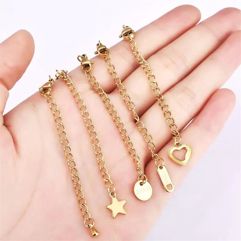 5pcs/lot Stainless Steel Extension Extended Tail Chains Lobster Clasps Connectors DIY Jewelry Making Findings Bracelet Necklaces