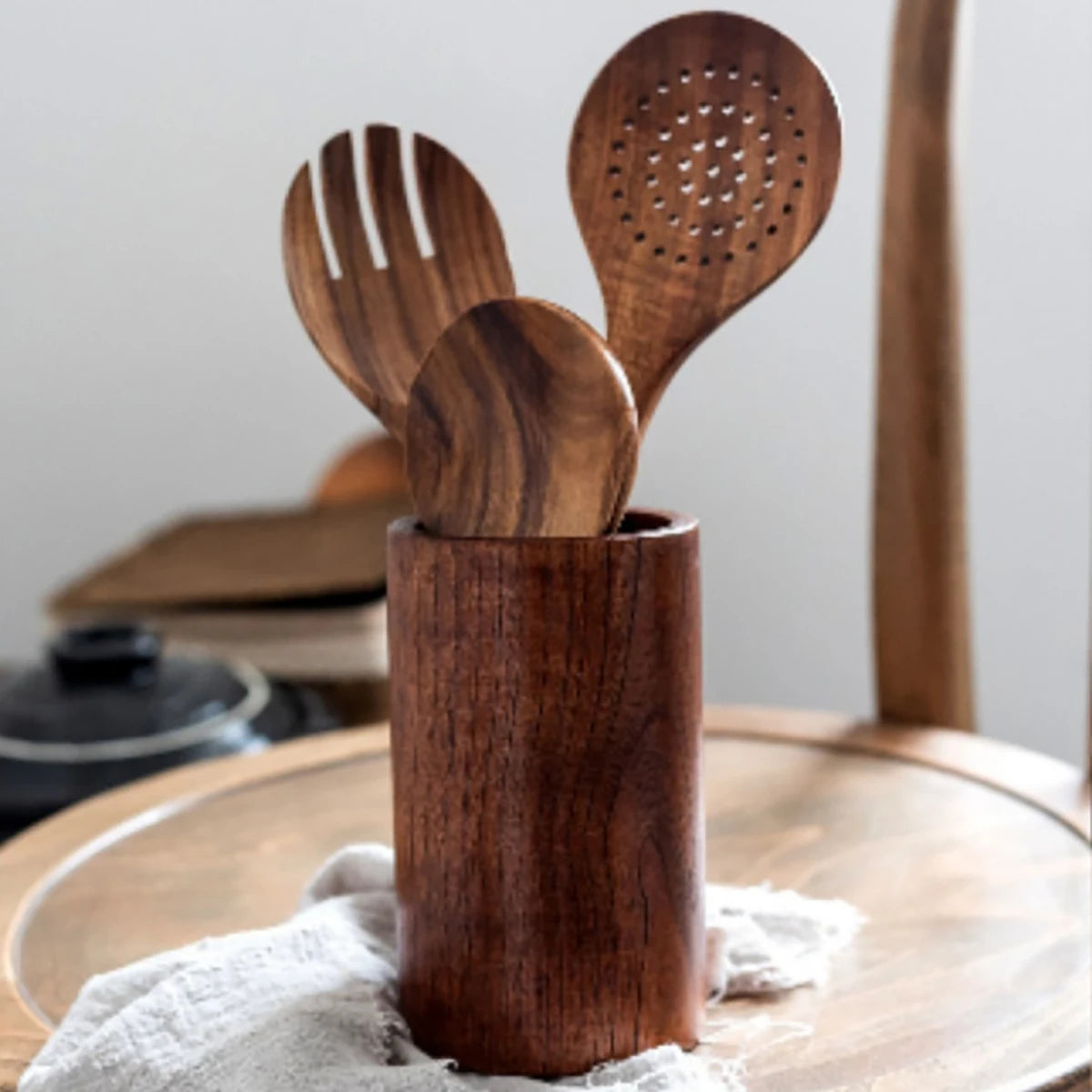 Wood Kitchenware Cooking Set – Natural Wooden Kitchen Utensils for Home Cooking