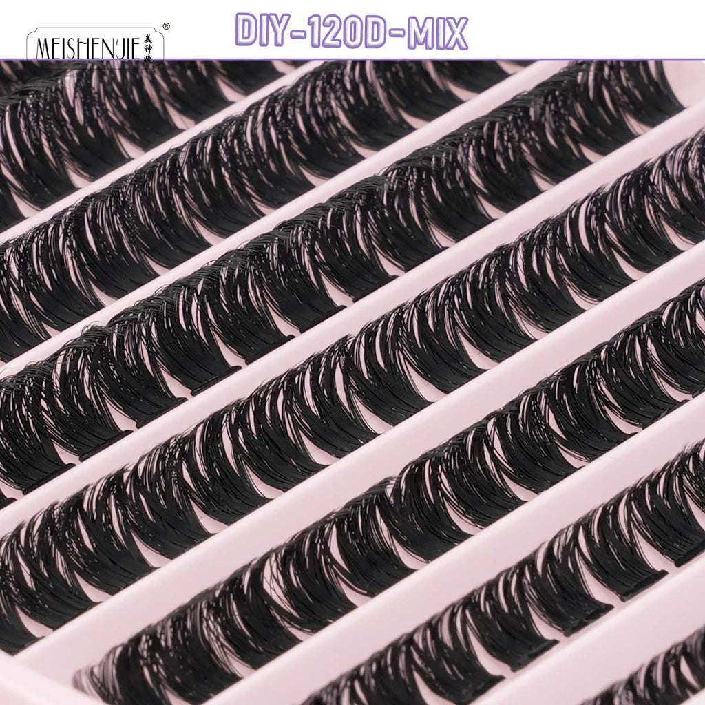 New 10Rows Individual Lashes Kit Natural Long DIY Cluster Eyelashes with Lash Bond and Seal Extension Kit Makeup Tools Faux Cils