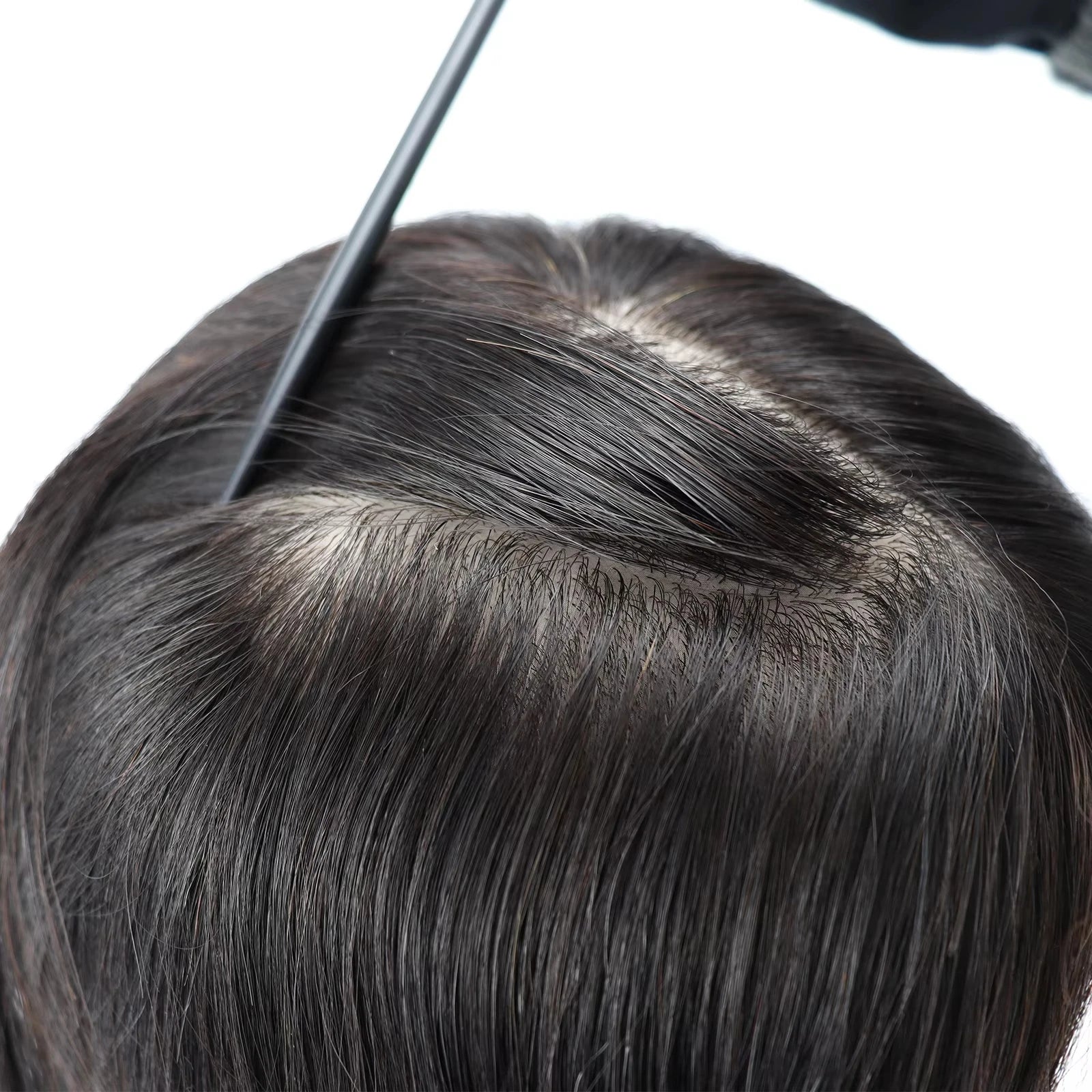 6x6inch Silk Base Topper with Air Bangs Virgin European Human Hair Wig for Women Silk Top with PU Front Glueless Soft Breathable