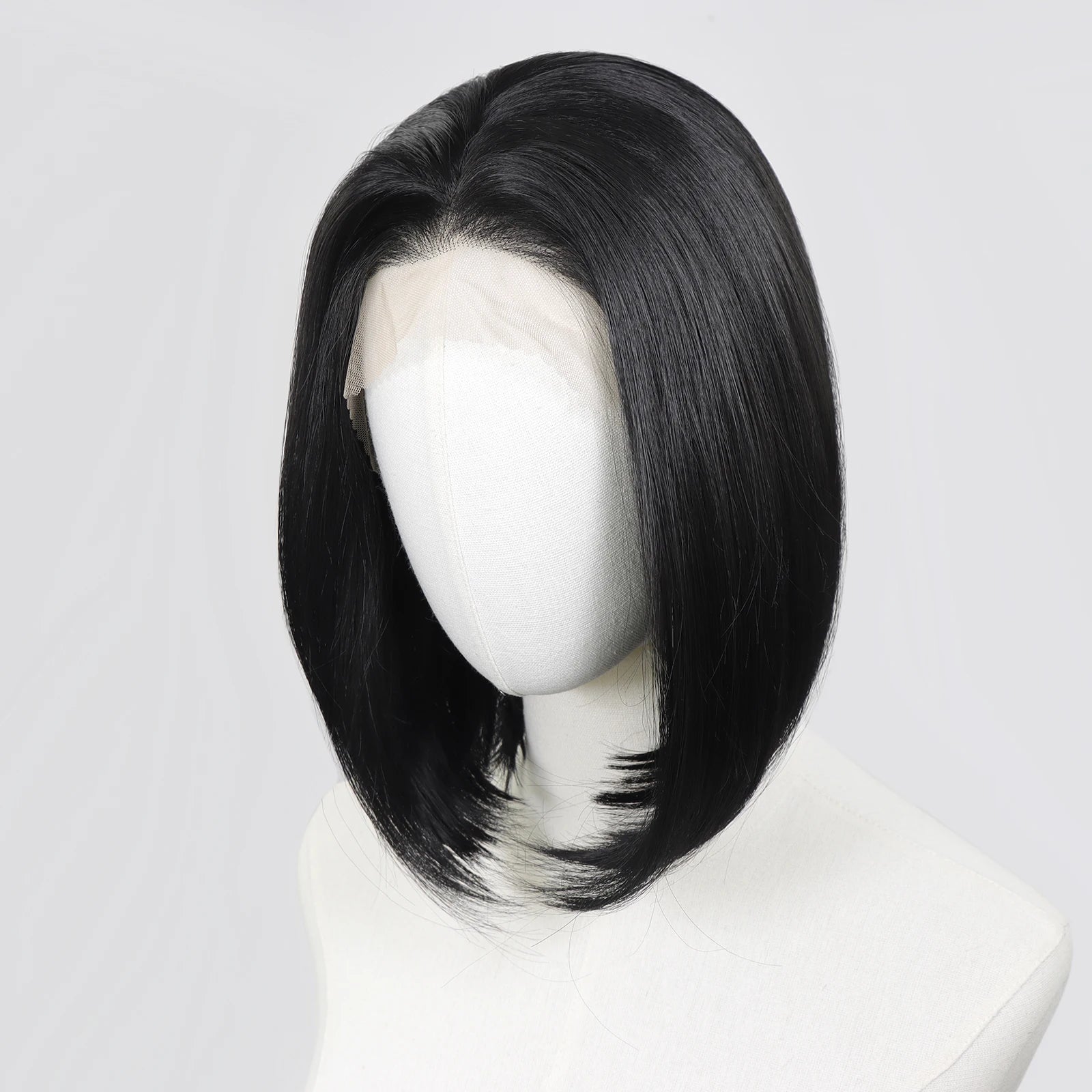 Ombre Blonde Highlight Short Bob Wigs Dark Roots Synthetic 13x4 Lace Front Brown Blonde Wig For Women Daily Use 150Density 12"