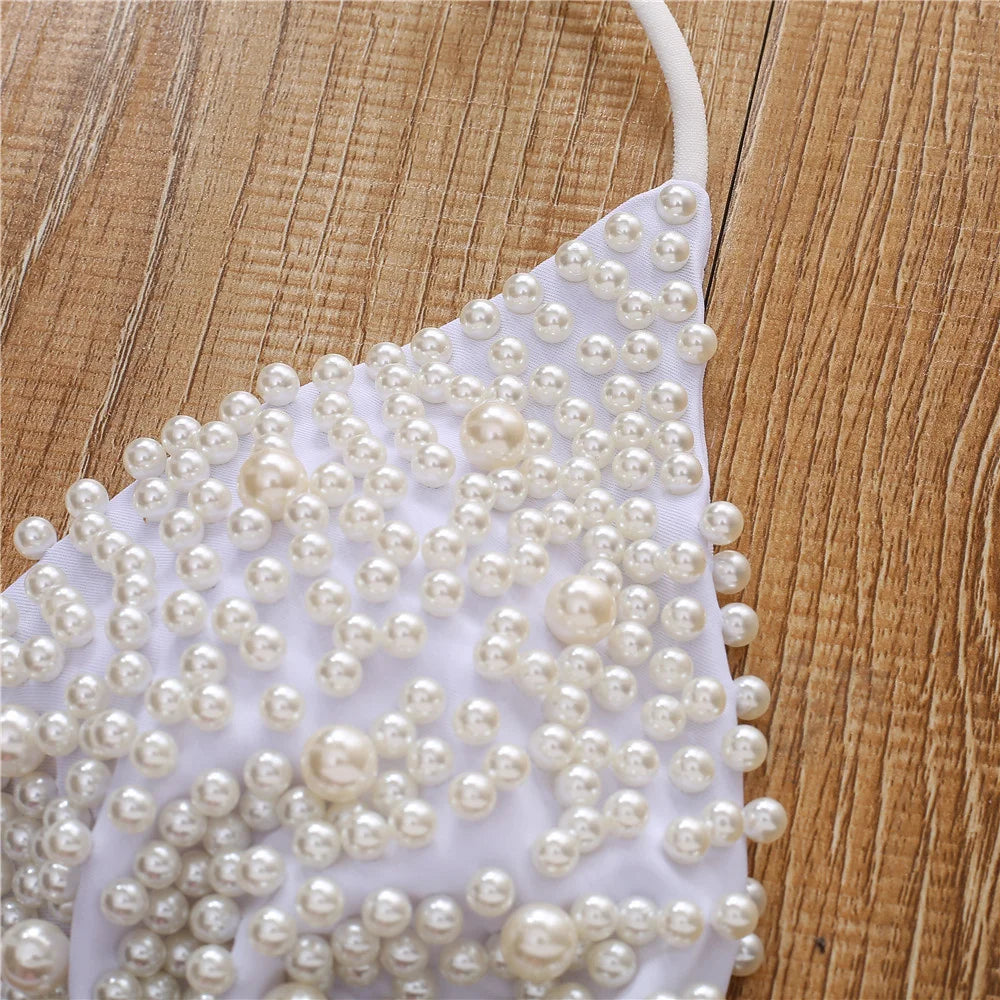 Pearl Bikini String Thong Swimsuit – Y2K Kawaii Two-Piece Swimwear
