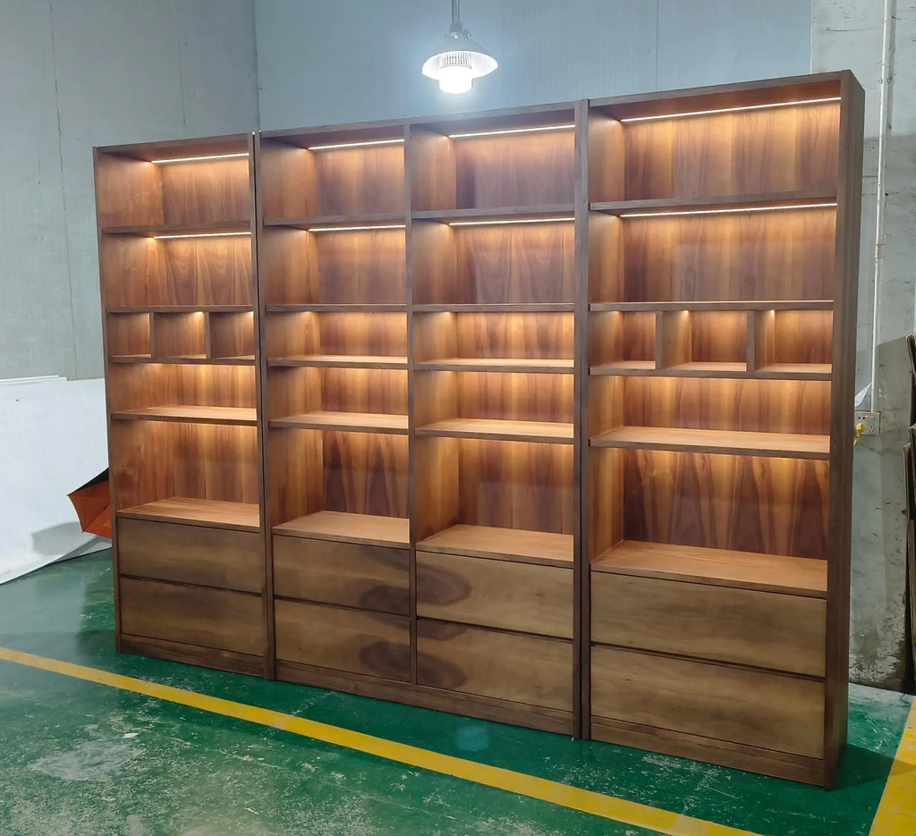 Wooden Bookshelf & Library Storage Cabinet – Bookcase for Living Room & Study