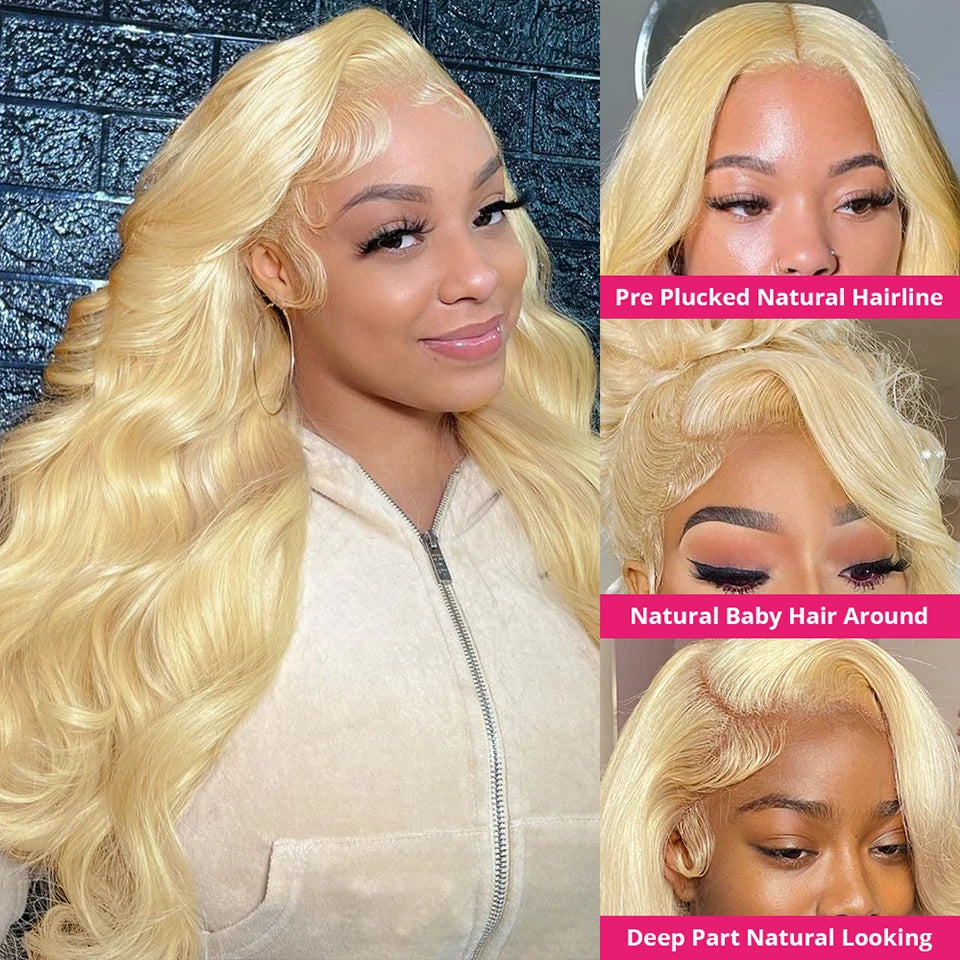 13x4 HD 613 Body Wave Honey Blonde Lace Frontal Human Hair Wigs Brazilian 613 Colored 13x6 Lace Front Wig For Women Pre Plucked