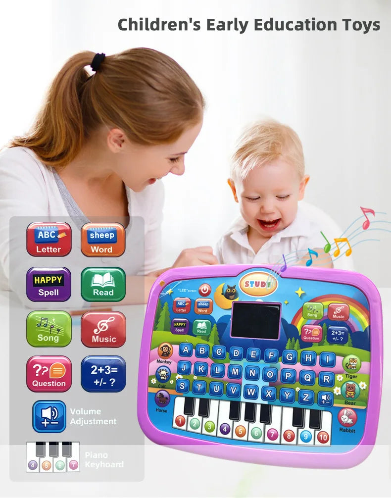 Kids Educational LED Tablet Toy – Literacy, Math & Music Learning for Ages 3+ (Birthday & Christmas Gift)