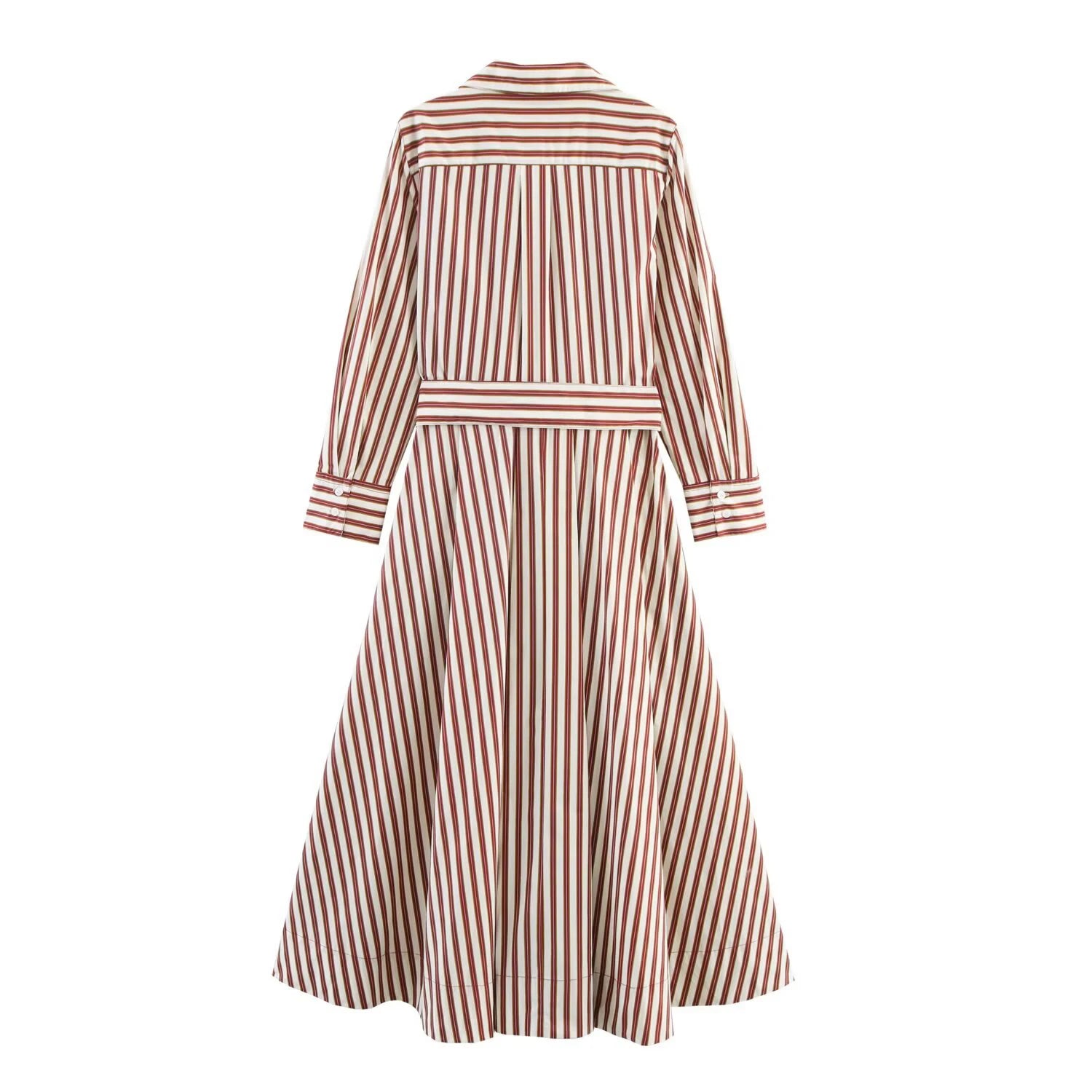 Women's clothing new autumn 2025 European and American fashion temperament casual striped shirt style dress