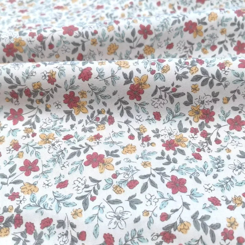 Floral Print Cotton Fabric | 235×50cm Small Pattern DIY Fabric for Shirts, Dresses, Bedding & Home Decor Crafts
