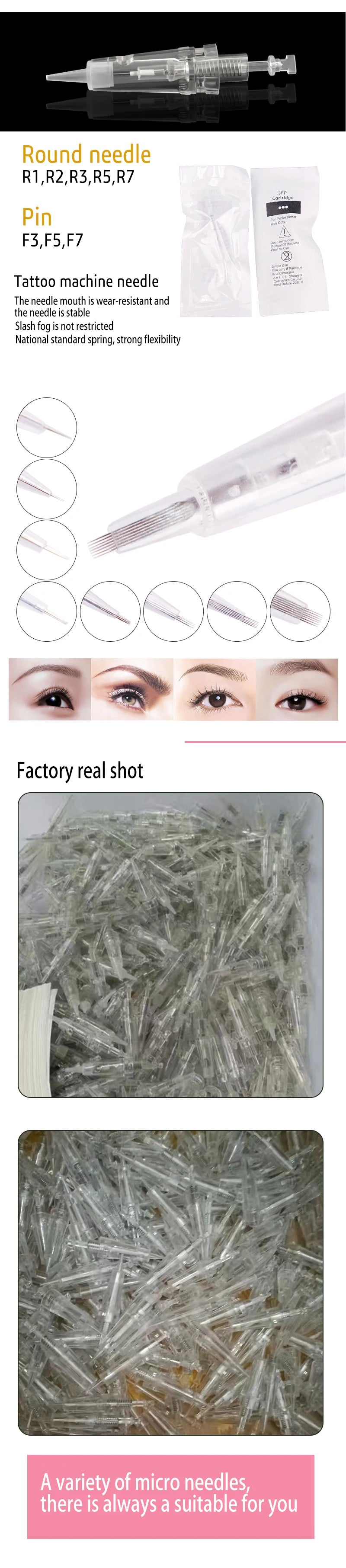 Eyebrow Lip Needles Professional Disposable Semi-Permanent Makeup Tattoo Cartridge Needle R1 R2 R3 R5 R7 for Cartridge Machine