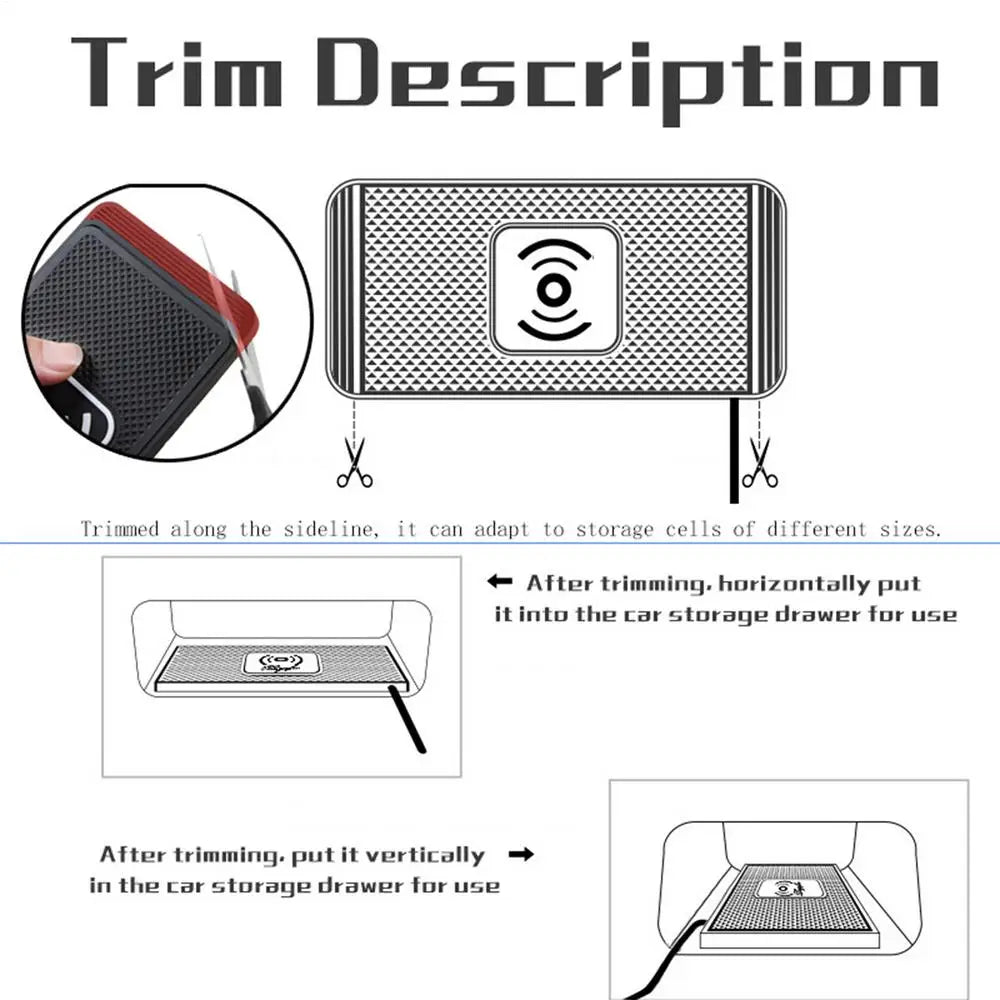 Wireless Car Charger Pad – Auto-Sensing Non-Slip Charging Mat for Vehicles