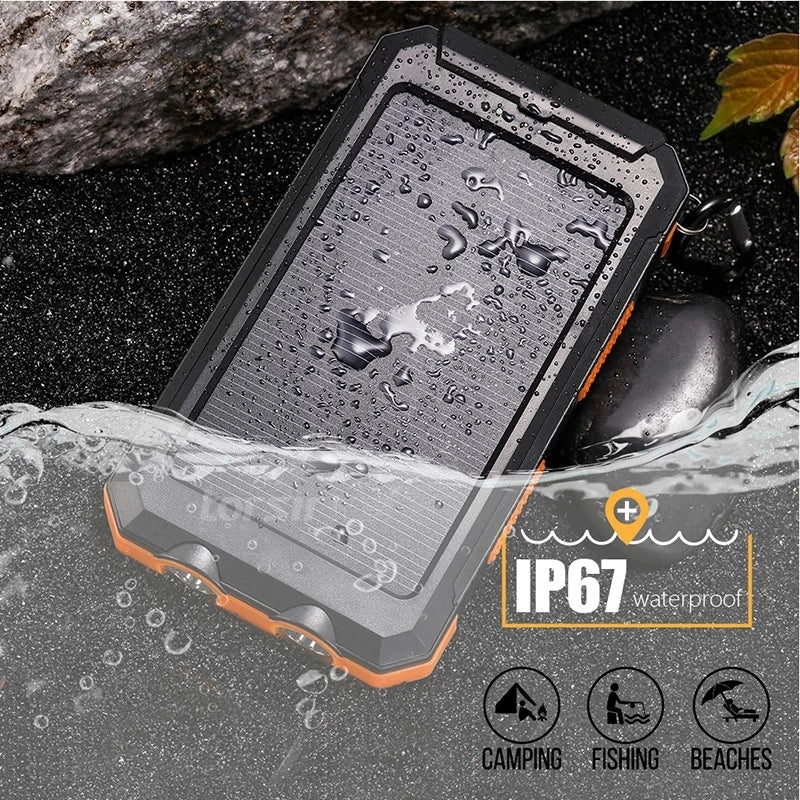 Solar Power Bank – 80000mAh Portable Charger with Strong LED Light for All Smartphones