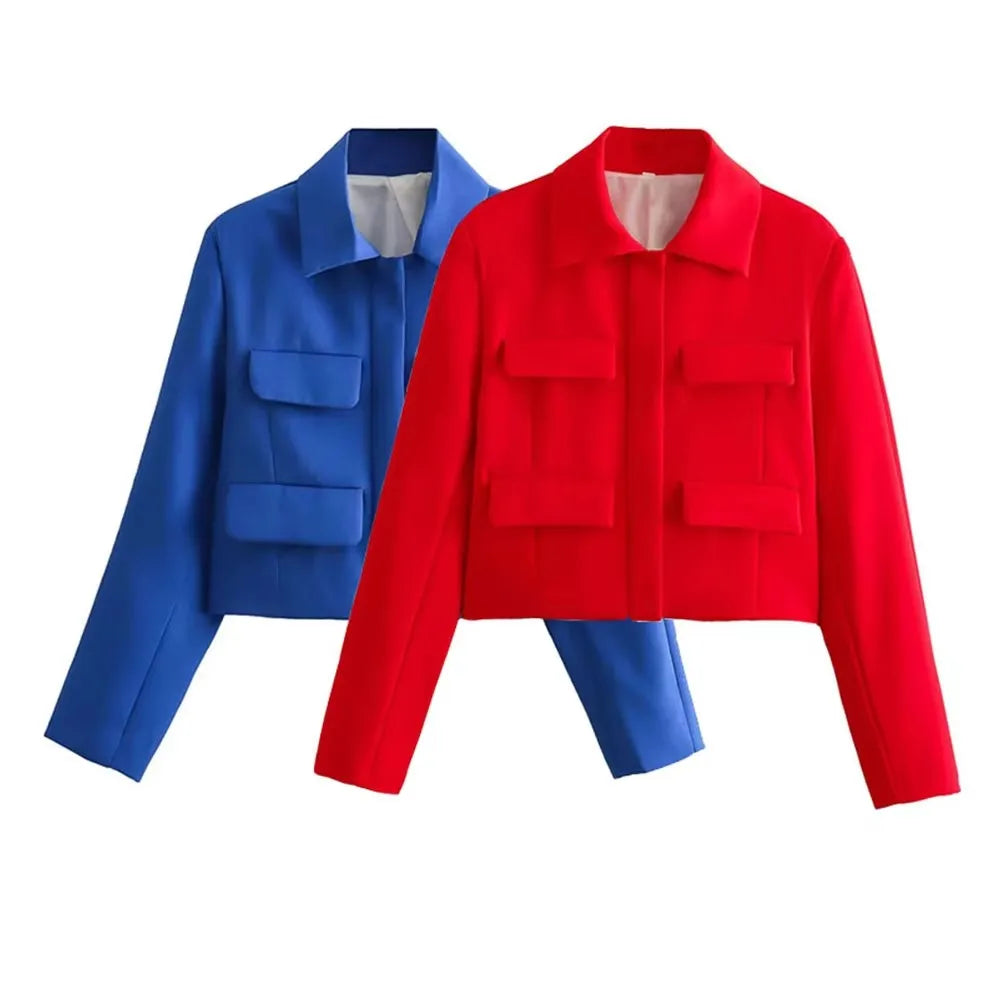 HH Women Fashion Solid Jacket High Street Long Sleeve Covered Button Female Coat With Pocket 2024 Autumn Office Lady Outwear