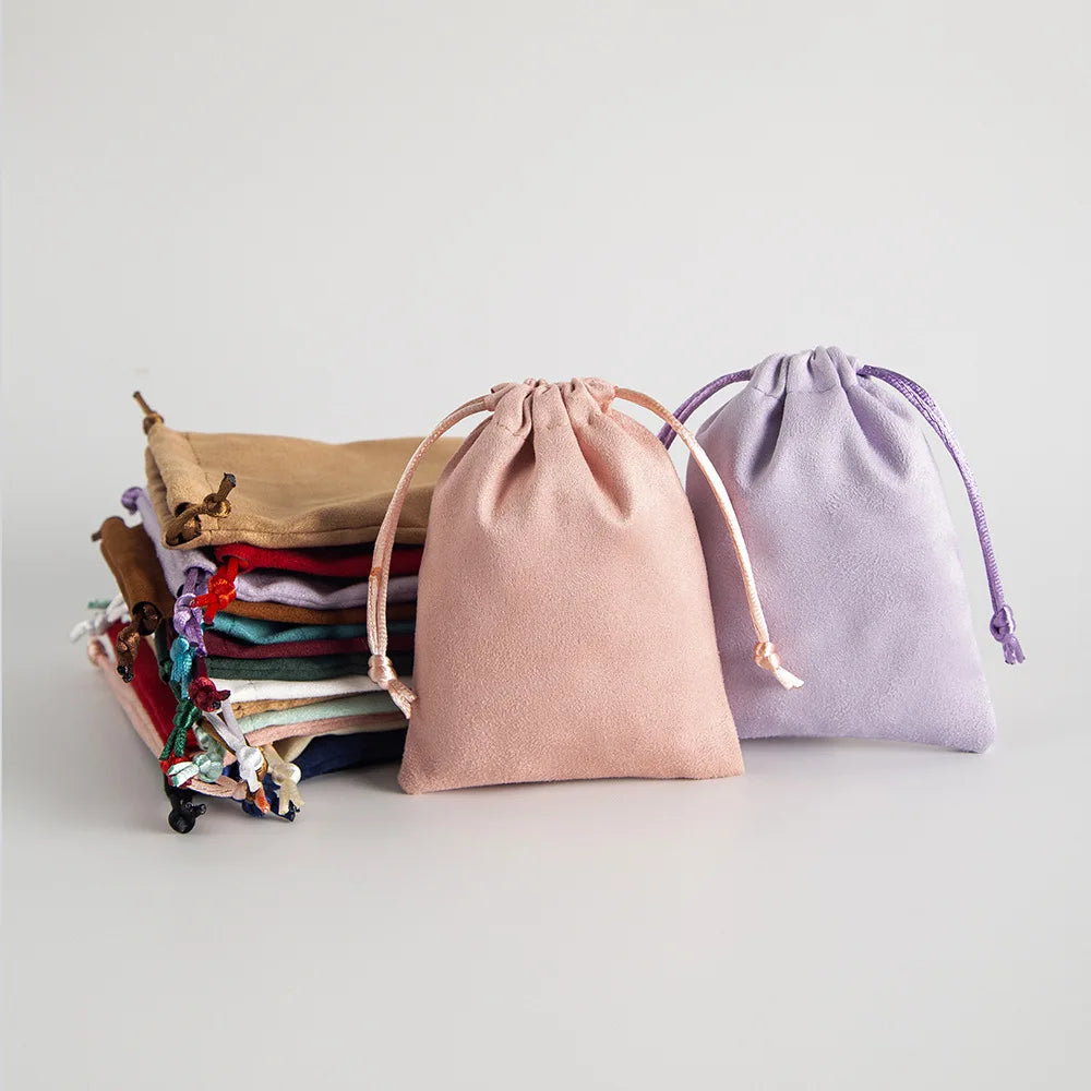 10pcs/Lot  Tinifu Blue Flannel Jewelry Packaging Velvet Drawstring Pouch for Cosmetic Makeup Pouches Chic Wedding Favor Gift Bag
