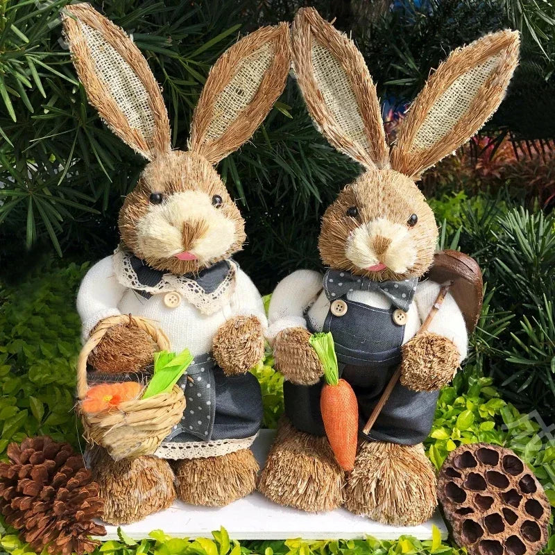 Easter Bunny Woven Grass Rabbit Decor | Handmade Rustic Holiday Decoration | Unique Easter Gift for Home & Kids