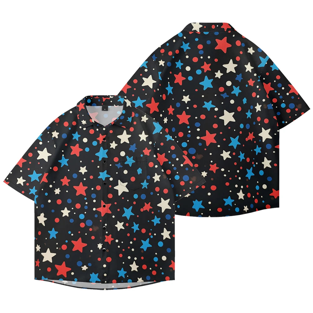 Men's American Flag Hawaiian Shirt – 4th of July Button-Up