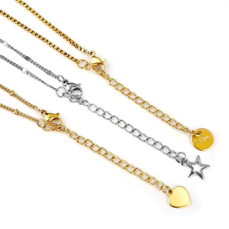 5pcs/lot Stainless Steel Extension Extended Tail Chains Lobster Clasps Connectors DIY Jewelry Making Findings Bracelet Necklaces
