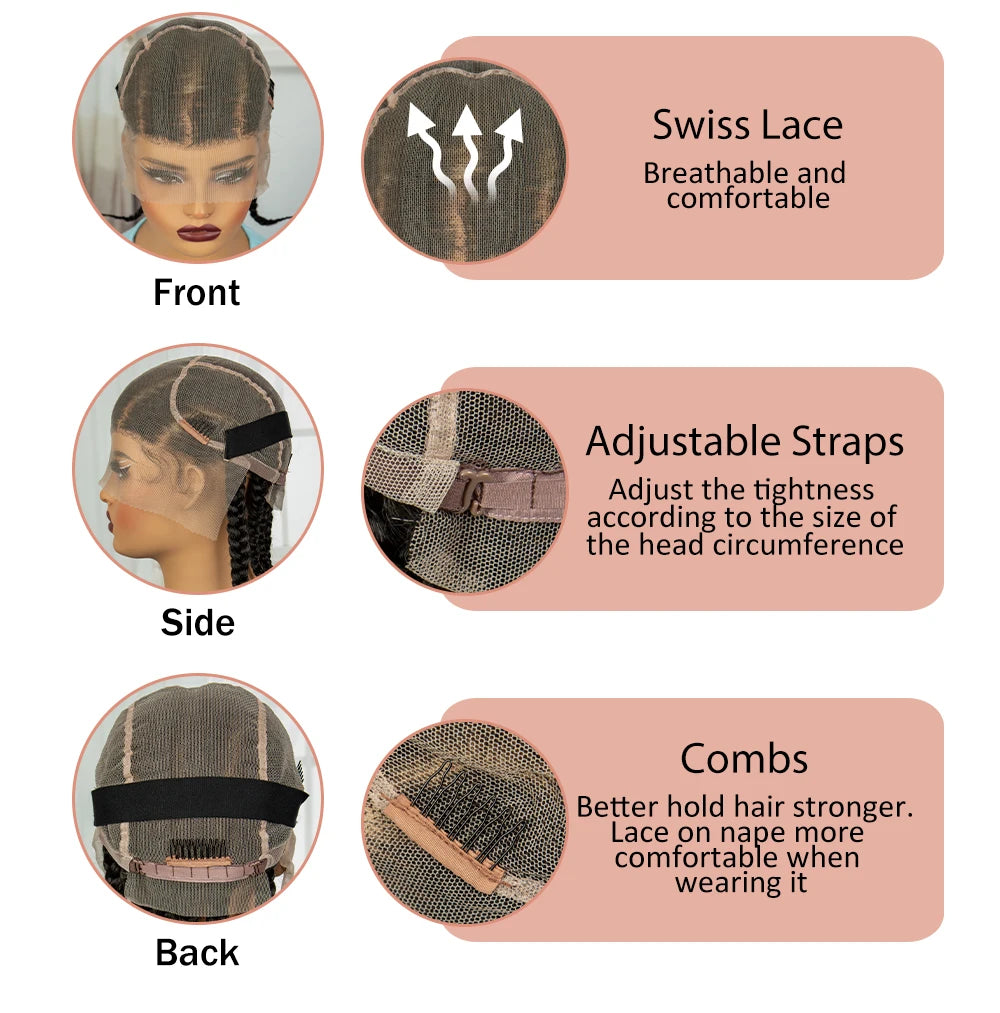 Synthetic Cornrow Braided Wigs Full Lace Short Cute Bob Wigs for Women Girls 14inch Lace Frontal Braided Lace Wig with Baby Hair