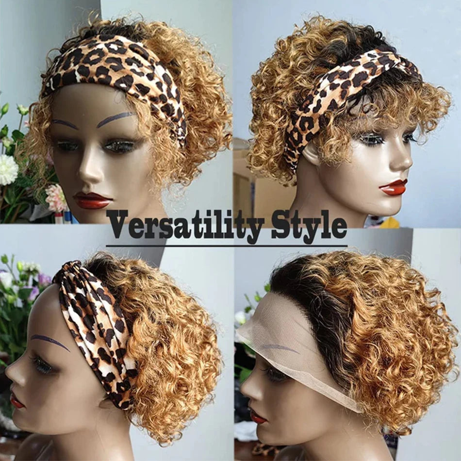 Pixie Cut Wig Short Bob Human Hair Wigs Blonde Burgundy 1B 30 Brown Color 13x1 Transparent Lace Wig For Women Natural Color Remy