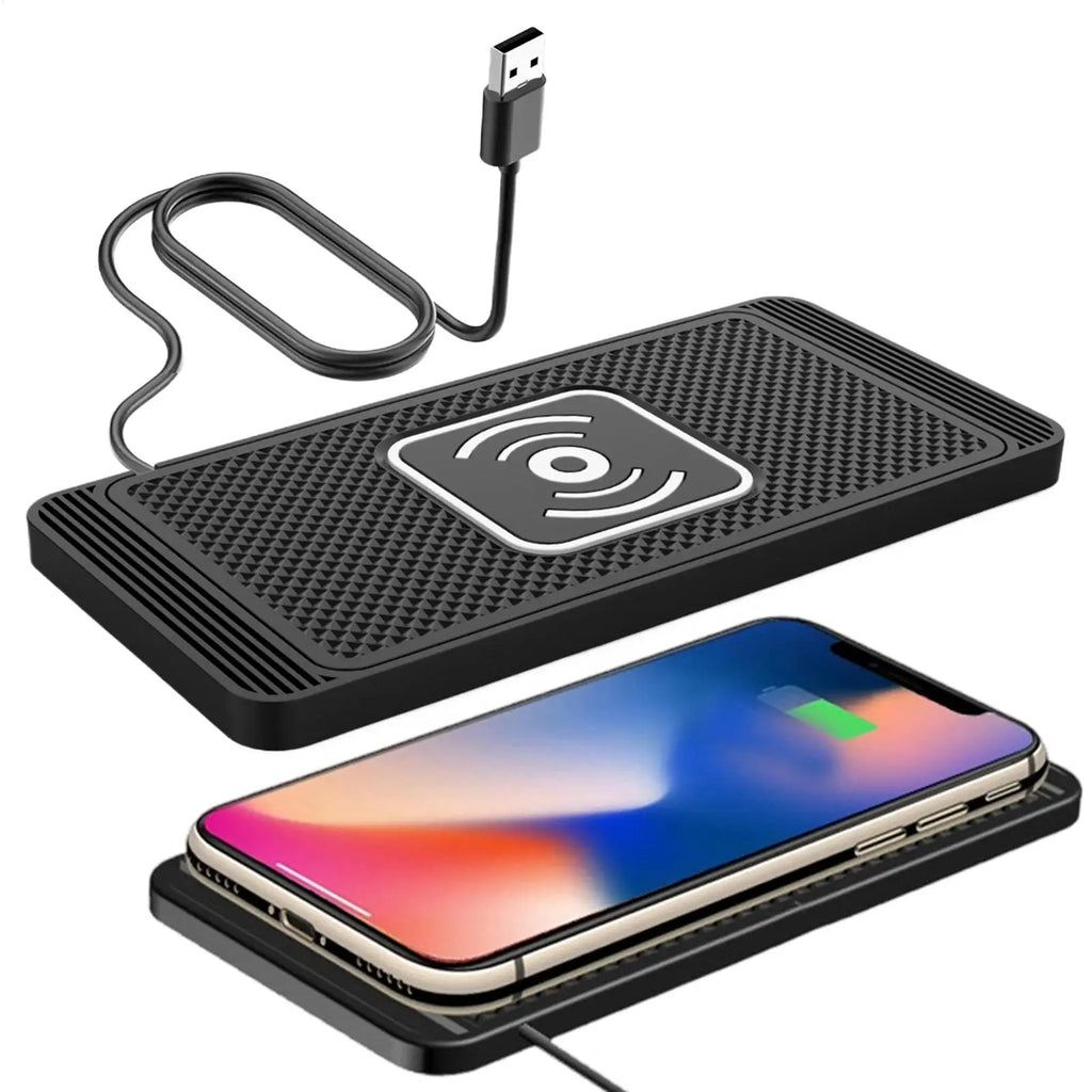Wireless Car Charger Pad – Auto-Sensing Non-Slip Charging Mat for Vehicles