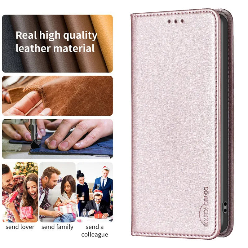 Luxury Leather Flip Phone Case for Xiaomi – Premium Wallet Cover with Card Slots