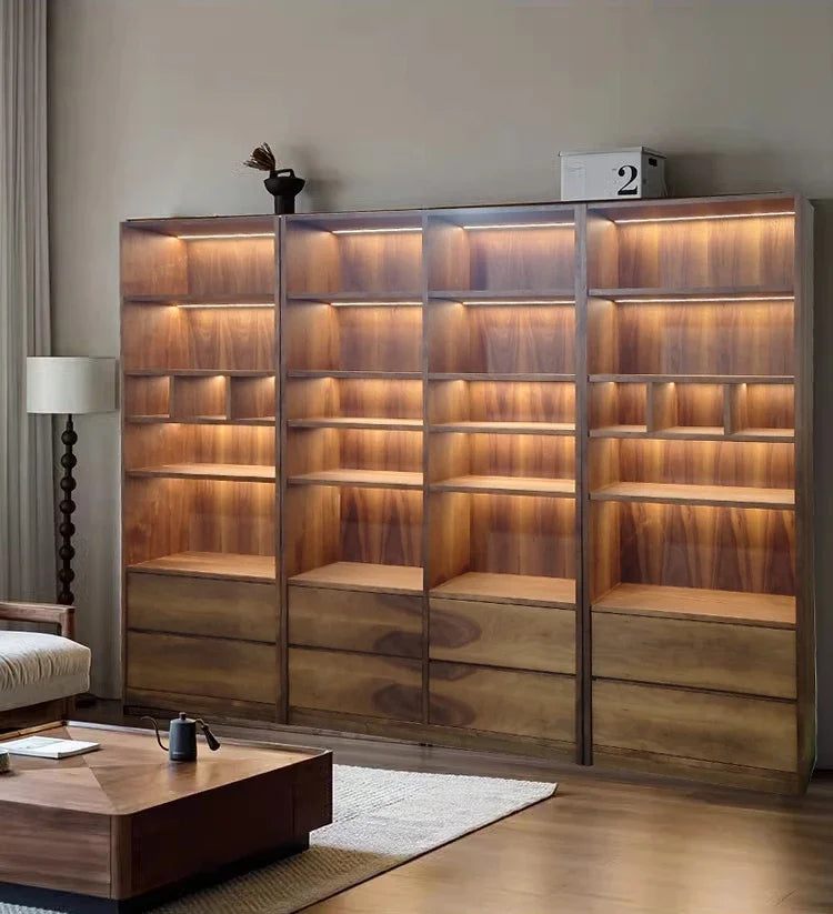 Wooden Bookshelf & Library Storage Cabinet – Bookcase for Living Room & Study